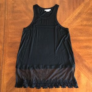 NEW Marlow black layered sheer crochet tank top M
